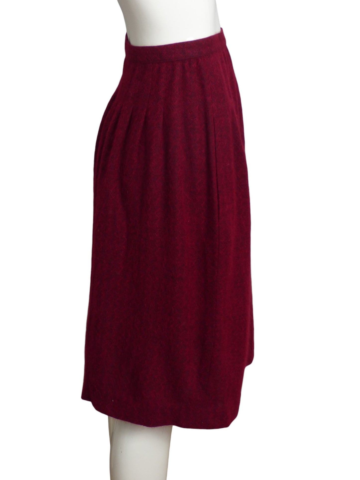 YVES SAINT LAURENT- 1970s Burgundy Wool Knit Skirt Ensemble, Size 6