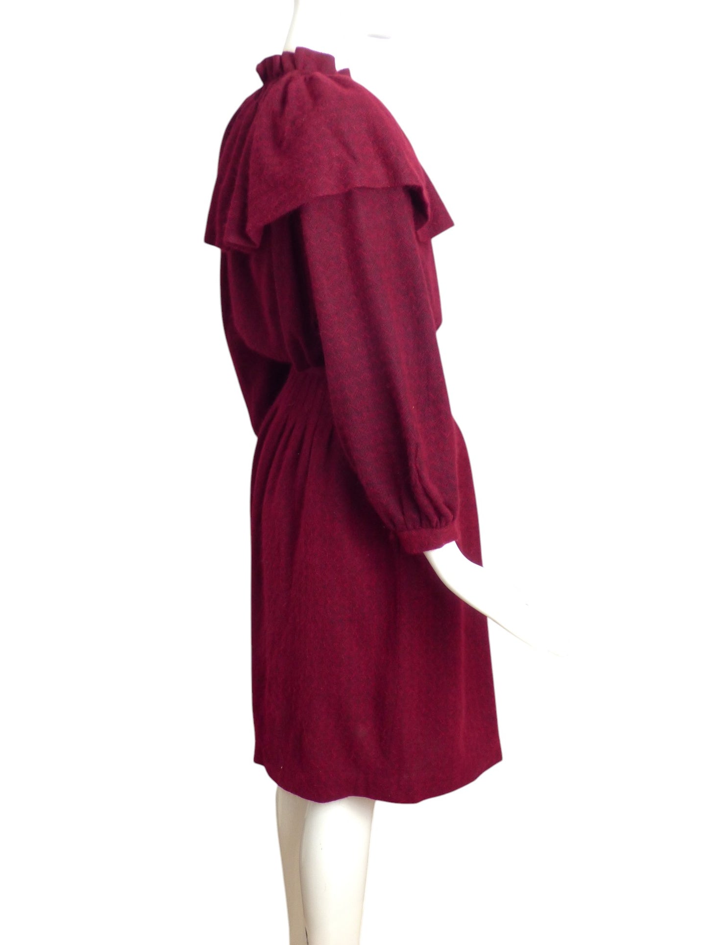 YVES SAINT LAURENT- 1970s Burgundy Wool Knit Skirt Ensemble, Size 6