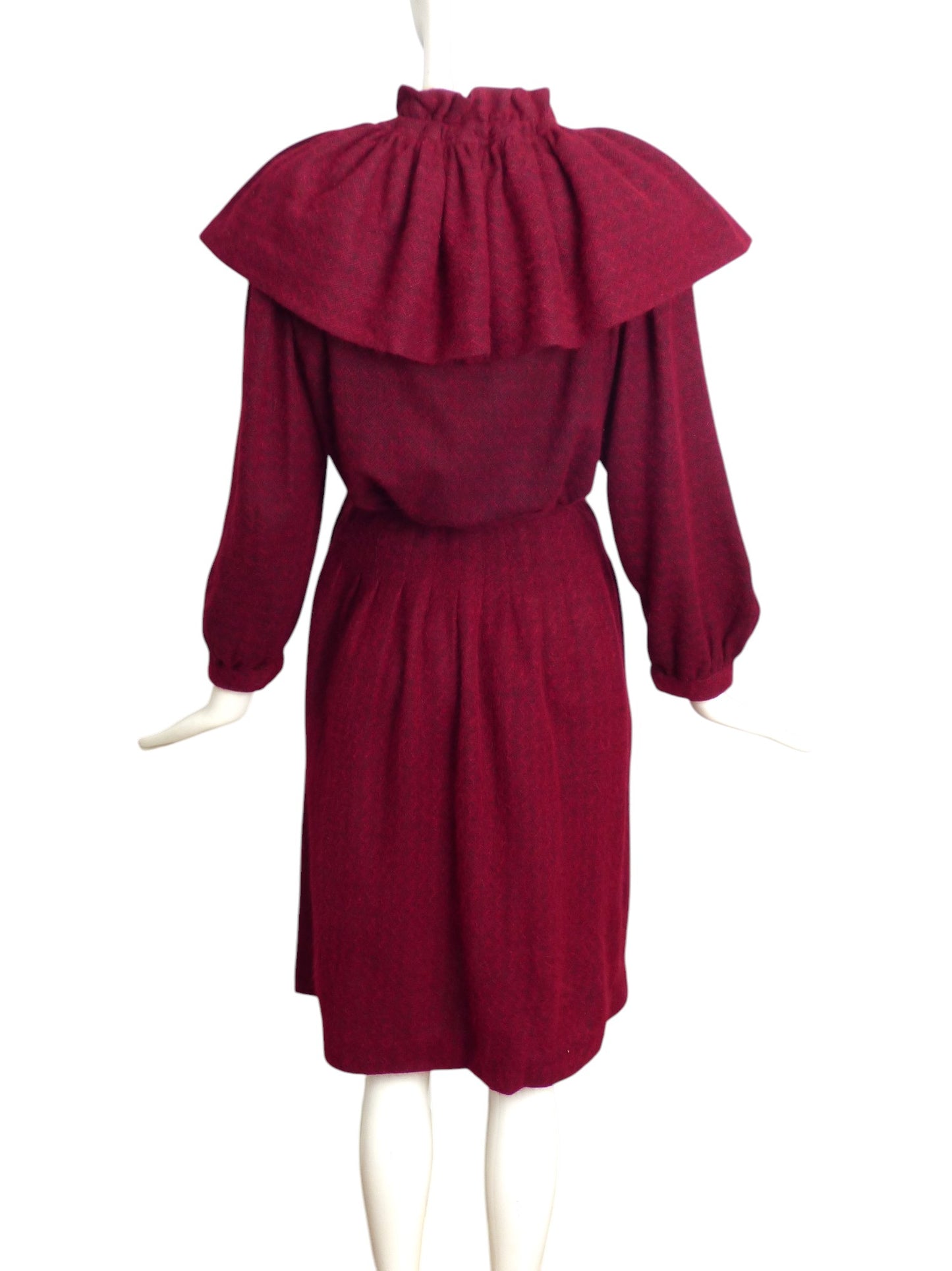 YVES SAINT LAURENT- 1970s Burgundy Wool Knit Skirt Ensemble, Size 6