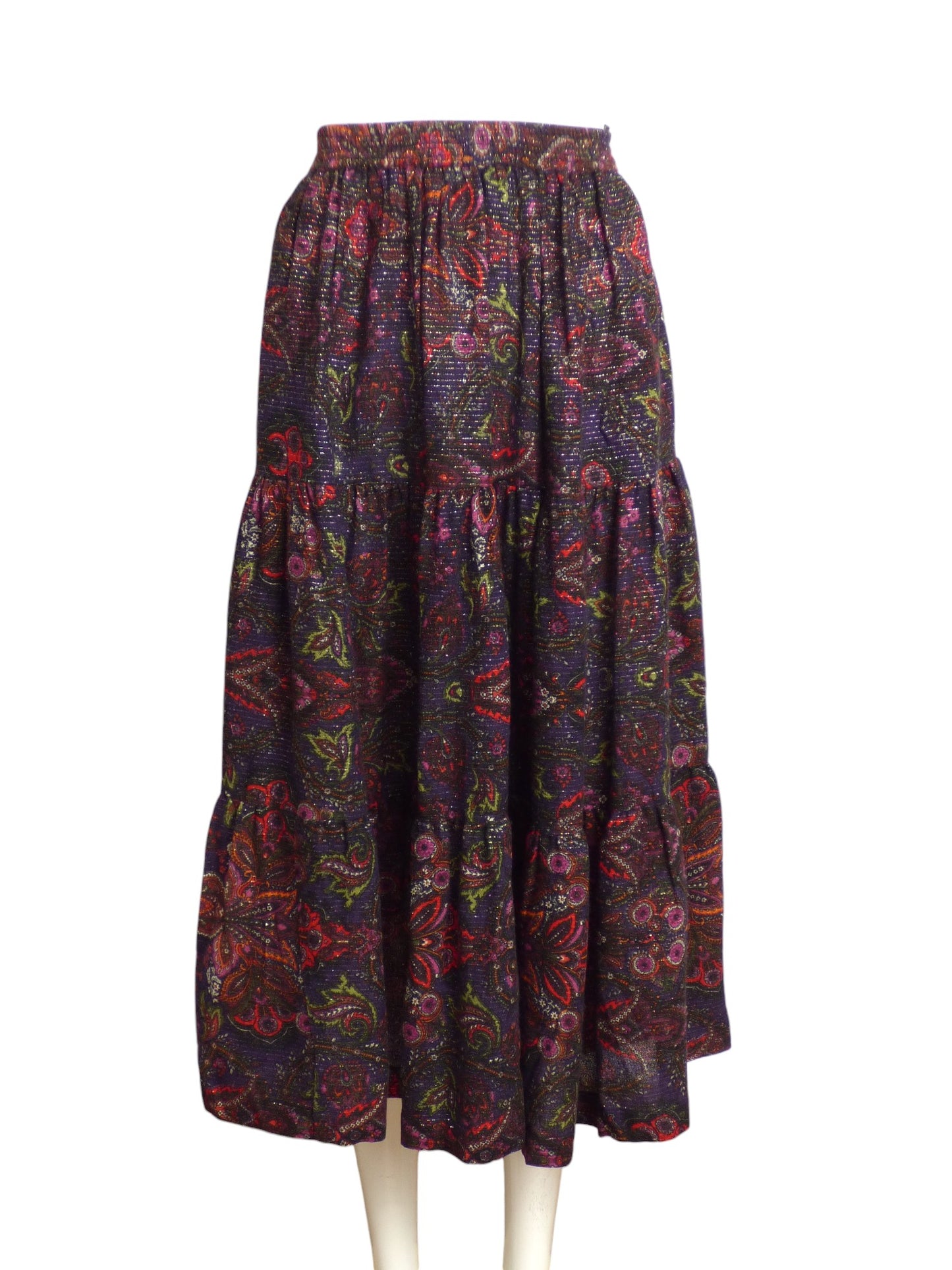 YVES SAINT LAURENT- 1970s Multi Color Wool Print Skirt, Size 4