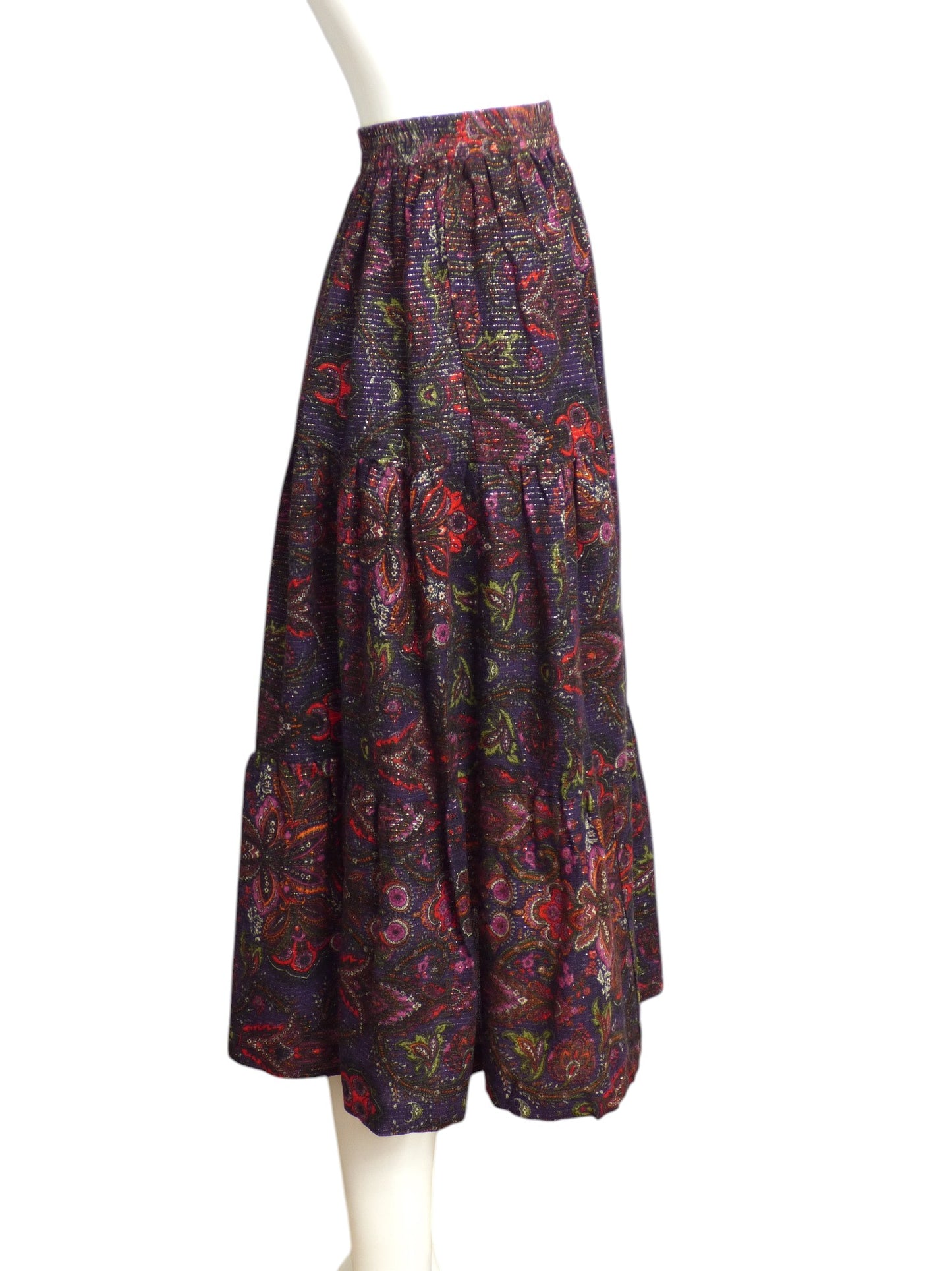 YVES SAINT LAURENT- 1970s Multi Color Wool Print Skirt, Size 4