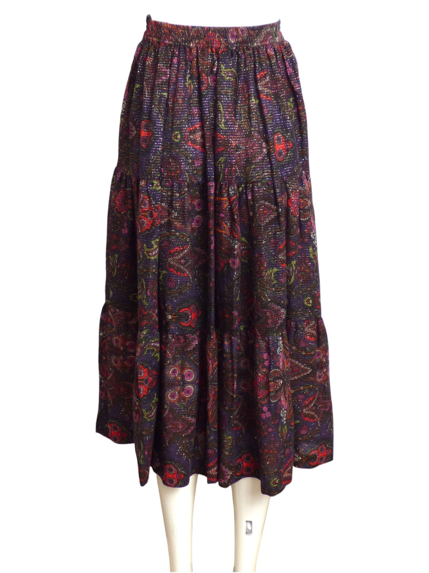 YVES SAINT LAURENT- 1970s Multi Color Wool Print Skirt, Size 4