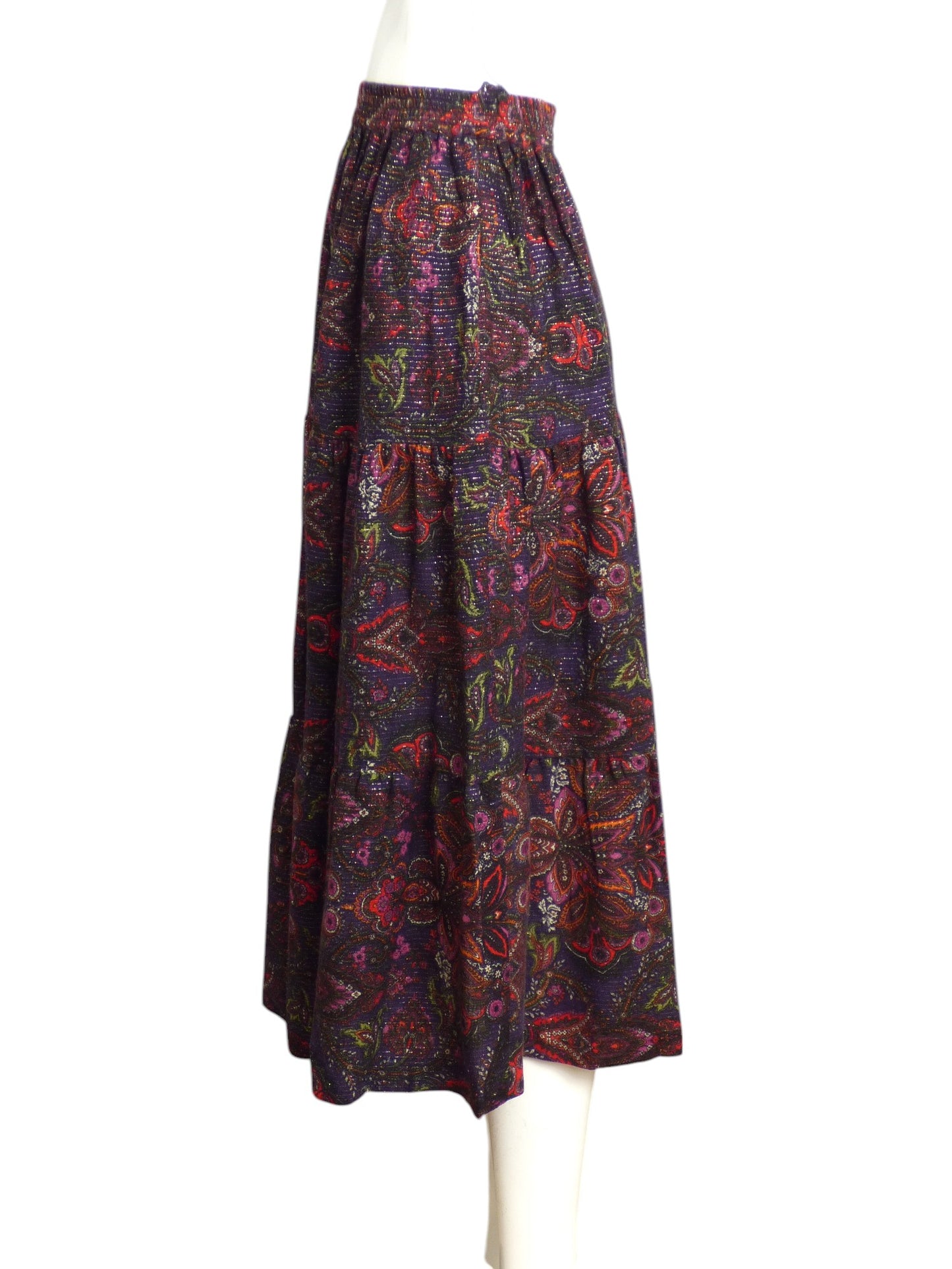 YVES SAINT LAURENT- 1970s Multi Color Wool Print Skirt, Size 4