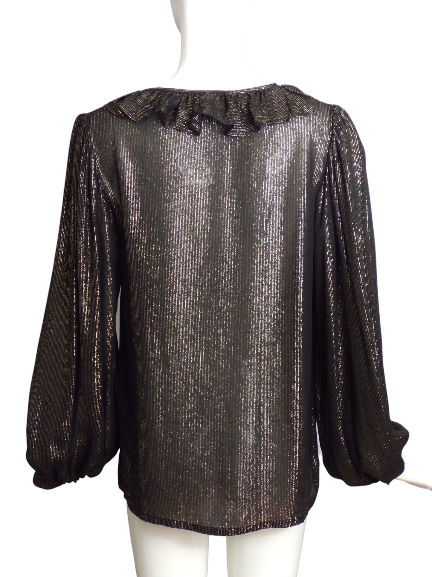 Yves Saint Laurent- 1970s Metallic Peasant Blouse, Size 6