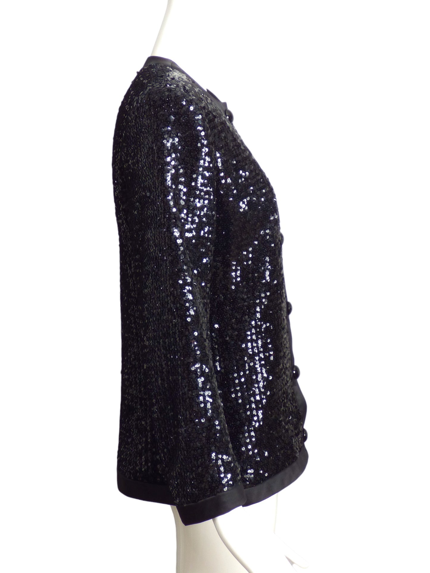 YVES SAINT LAURENT- 1980s Black Sequin Cocktail Jacket, Size 6