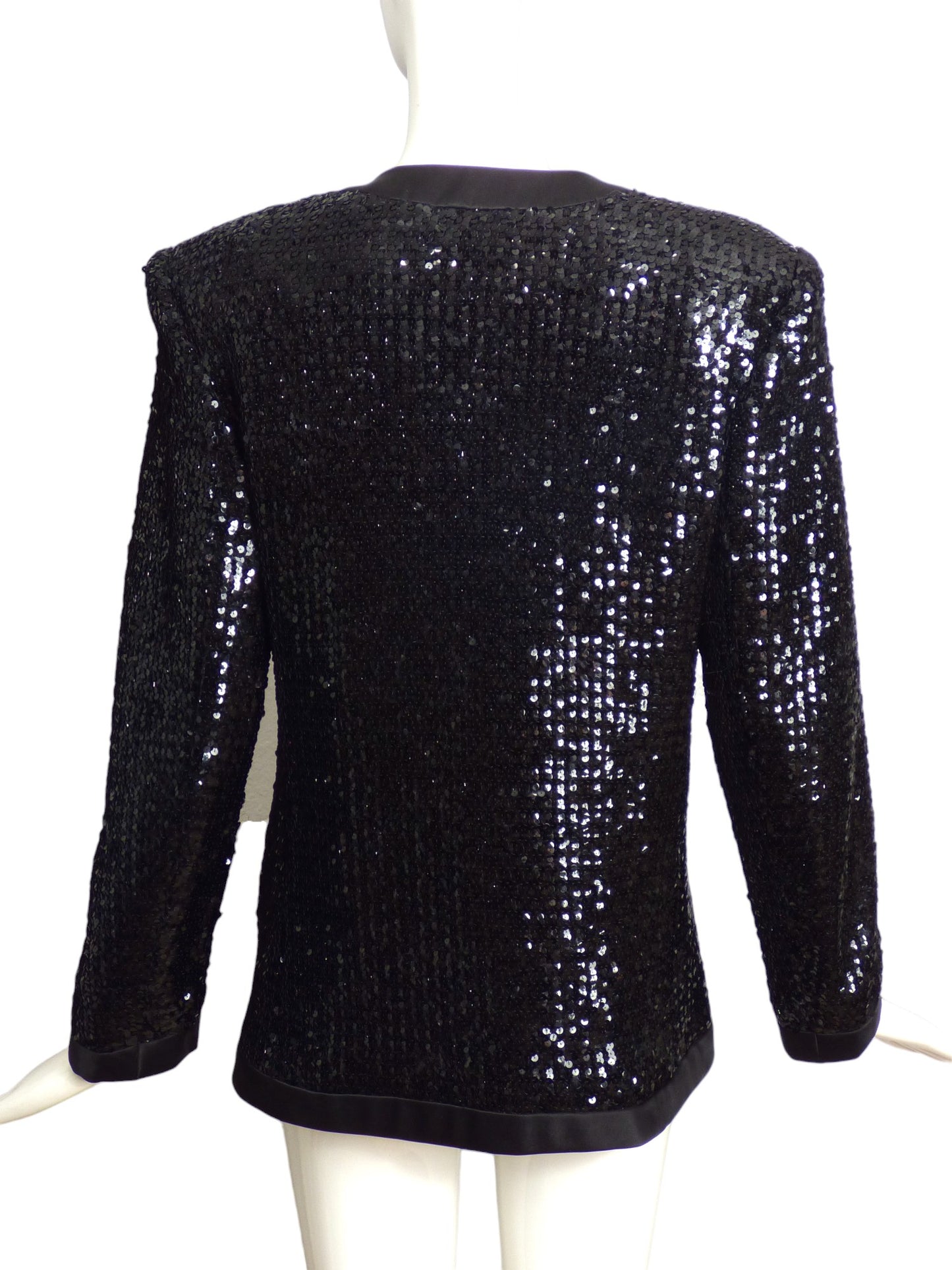 YVES SAINT LAURENT- 1980s Black Sequin Cocktail Jacket, Size 6