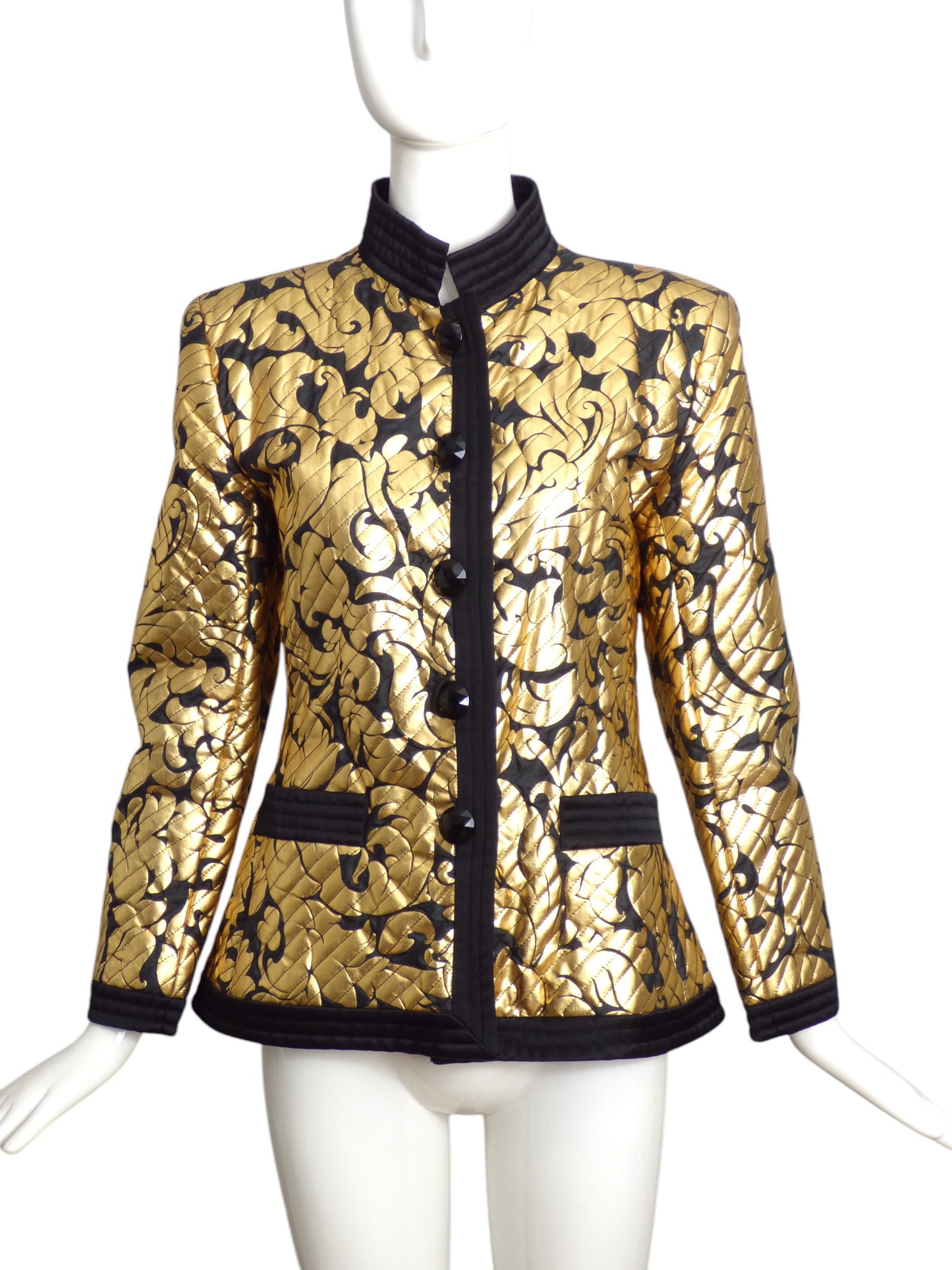 YVES SAINT LAURENT- 19806 Quilted Metallic Jacket, Size 8