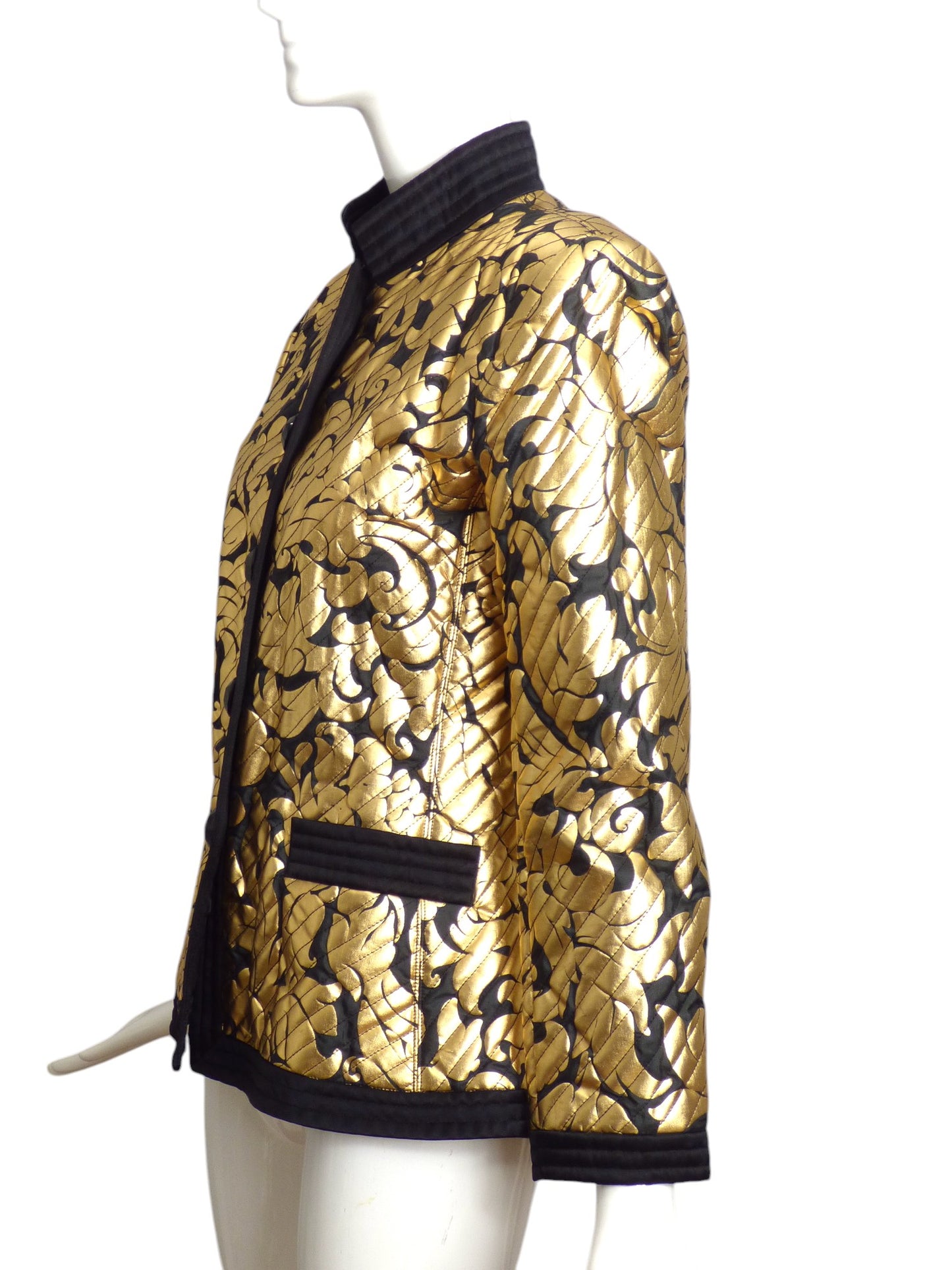 YVES SAINT LAURENT- 19806 Quilted Metallic Jacket, Size 8