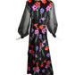 ARNOLD SCAASI- 1970s Velvet & Organza Floral Gown, Size 6