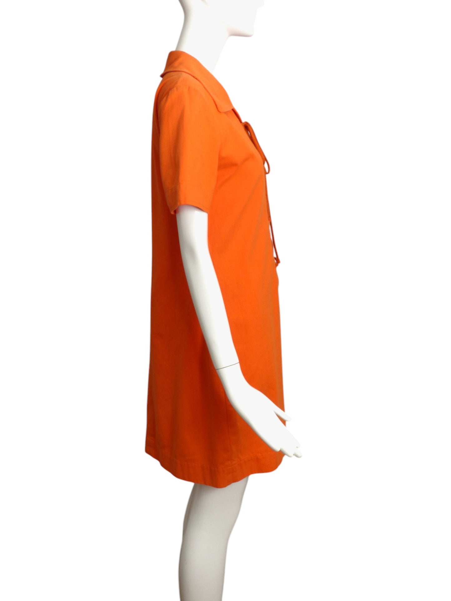 YVES SAINT LAURENT- 1990s Orange Cotton Safari Dress, Size 6