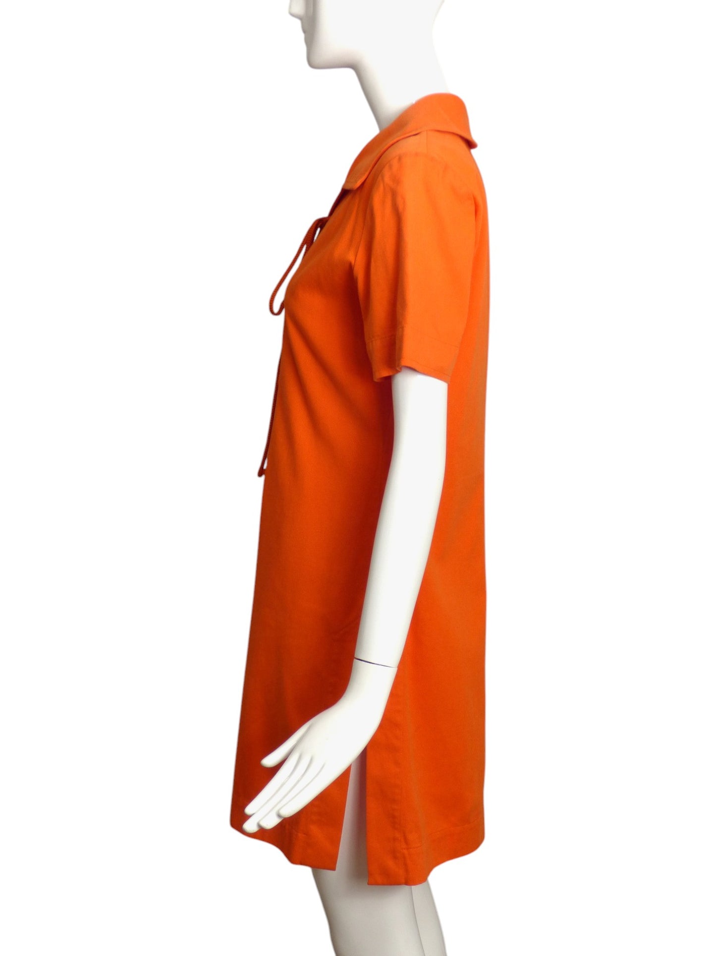 YVES SAINT LAURENT- 1990s Orange Cotton Safari Dress, Size 6