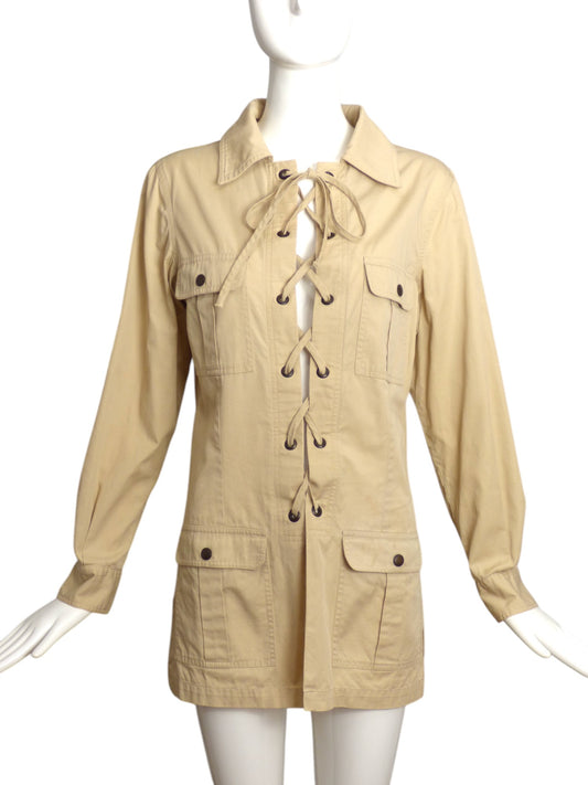 YVES SAINT LAURENT- 1990s Khaki Cotton Safari Jacket, Size 8