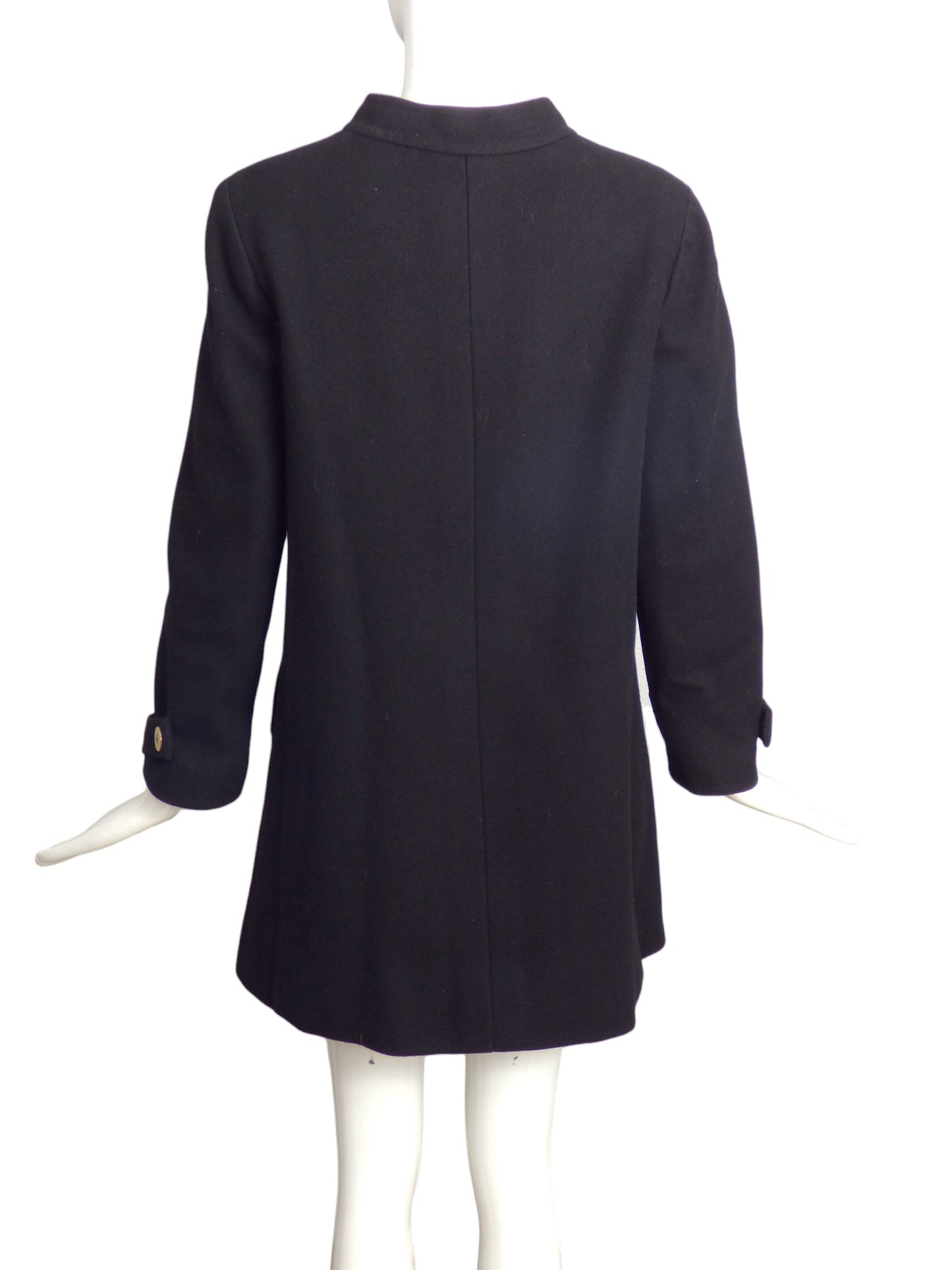 YVES SAINT LAURENT- 1970s Black Wool Coat Dress, Size 6