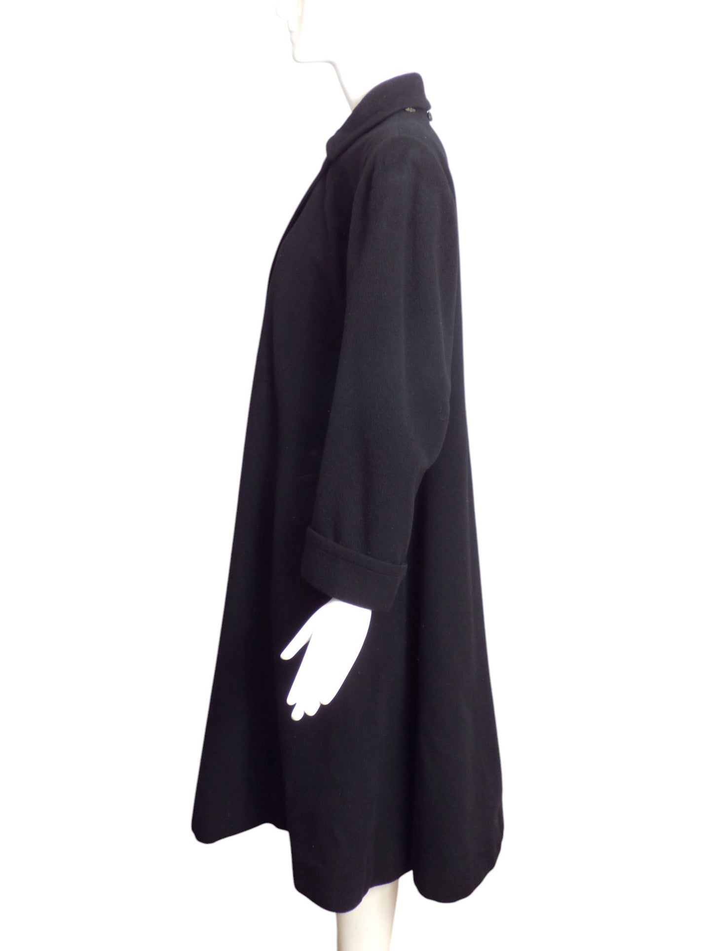 SAINT LAURENT- 1980s Black Wool "Great" Coat, Size 10