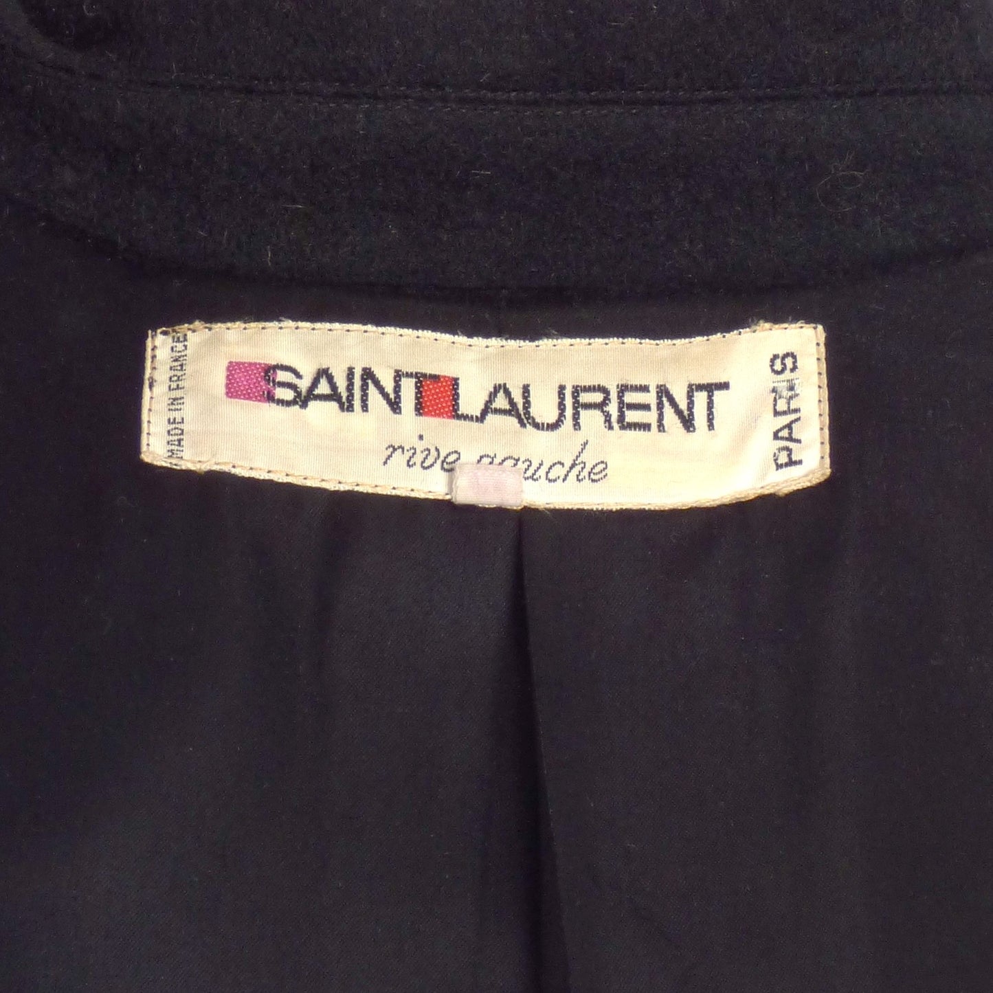 SAINT LAURENT- 1980s Black Wool "Great" Coat, Size 10