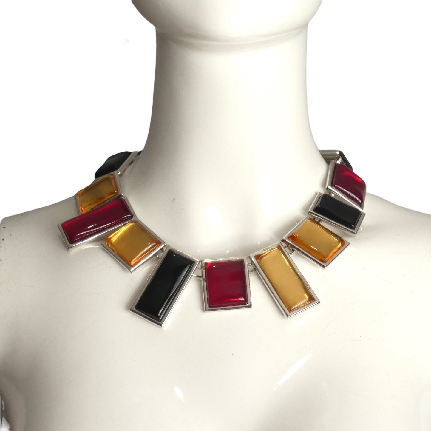 YVES SAINT LAURENT- 1980s 3pc Numbered Multi Color Gripoix Parure