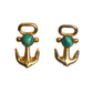 DeLillo- 1960s Gold & Green Anchor Clip On Earrings