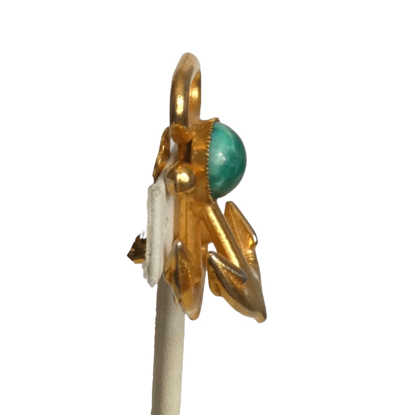 DeLillo- 1960s Gold & Green Anchor Clip On Earrings