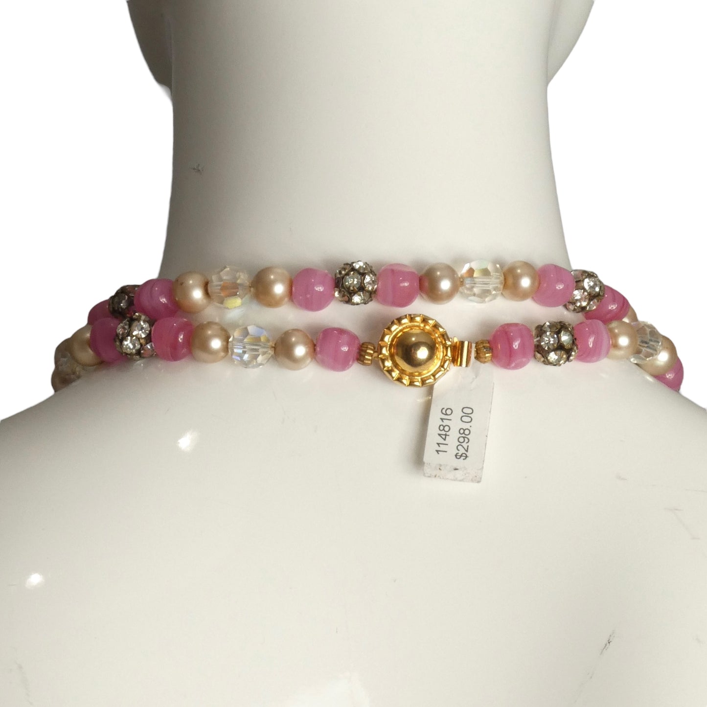 DeLillo- 1960s Multi Color Rhinestone & Bead Necklace