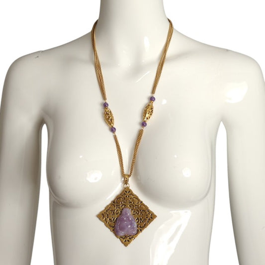 ROGER SCEMAMA-1960s Brass Buddha Pendant Necklace