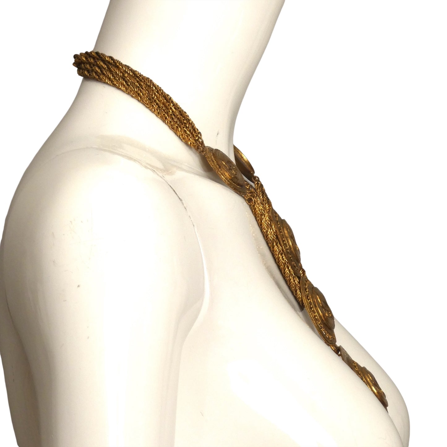 ROGER SCEMAMA-Brass Medallion & Chain Necklace