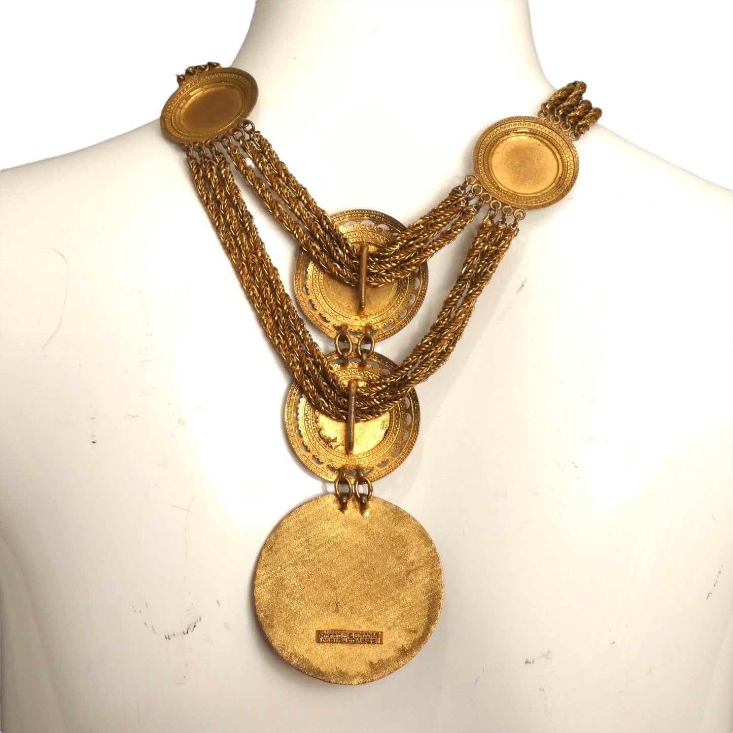 ROGER SCEMAMA-Brass Medallion & Chain Necklace