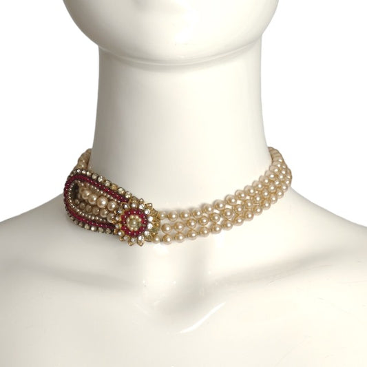 EUGENE-1950s Pearl and Rhinestone Choker
