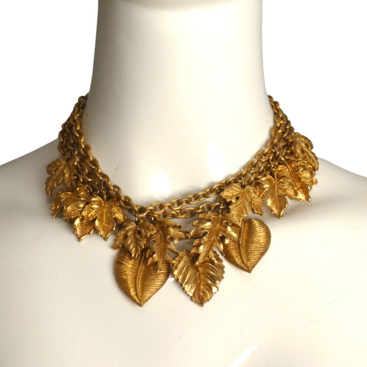 JAY FEINBERG- 1980s Gold 3-Strand Leaf Choker