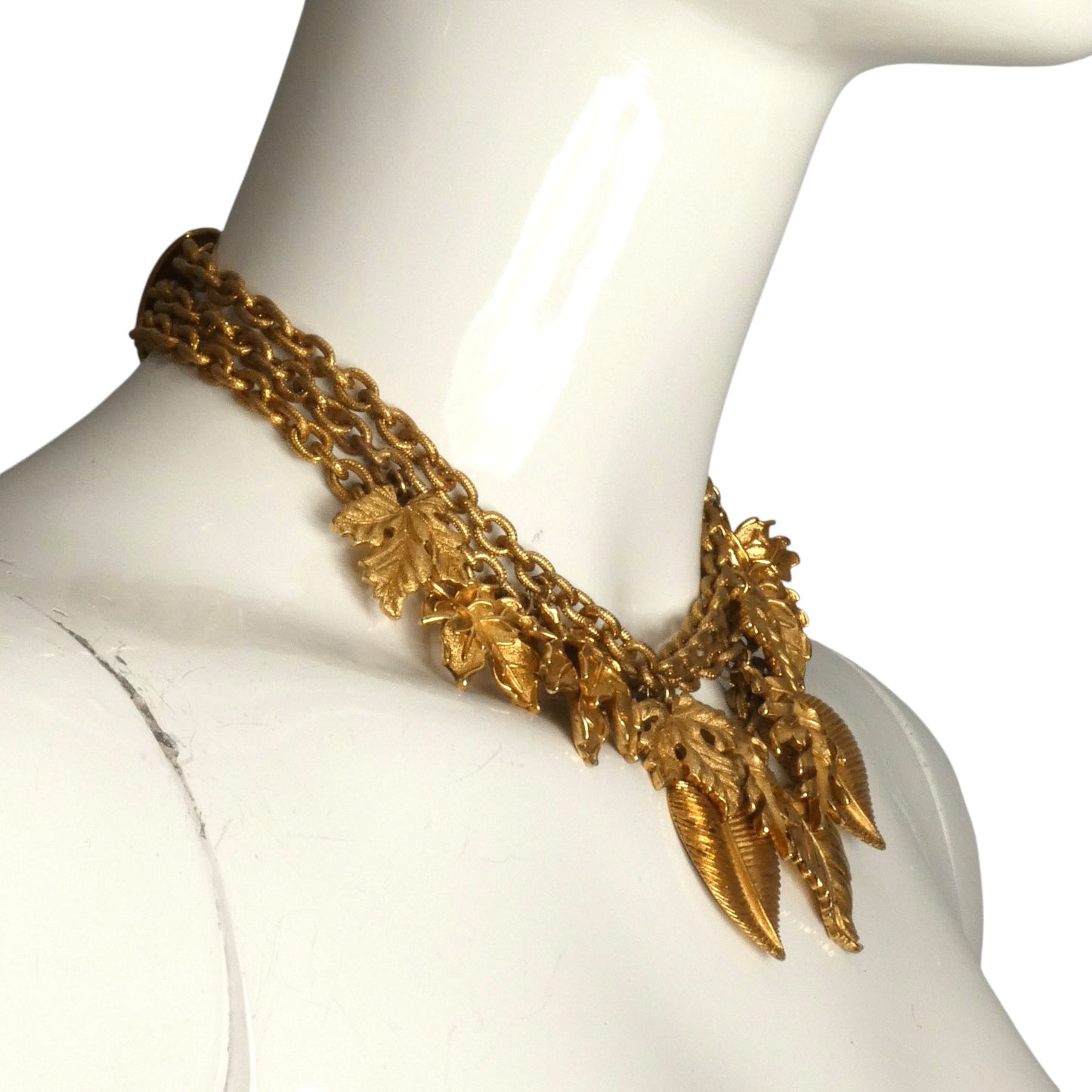 JAY FEINBERG- 1980s Gold 3-Strand Leaf Choker