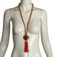 JAY FEINBERG- 1980s Red Rhinestone & Gold Link Necklace