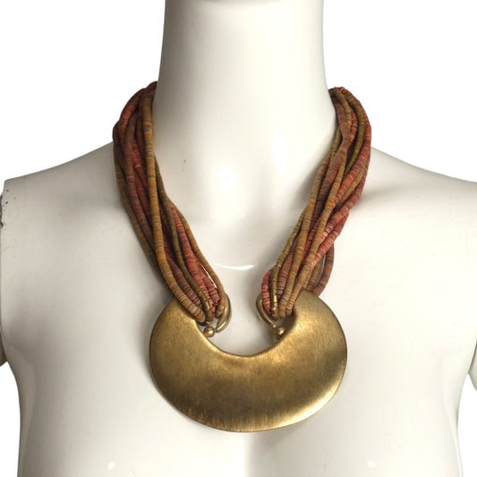 JAY FEINBERG- 1980s Stone & Metal Pendant Necklace