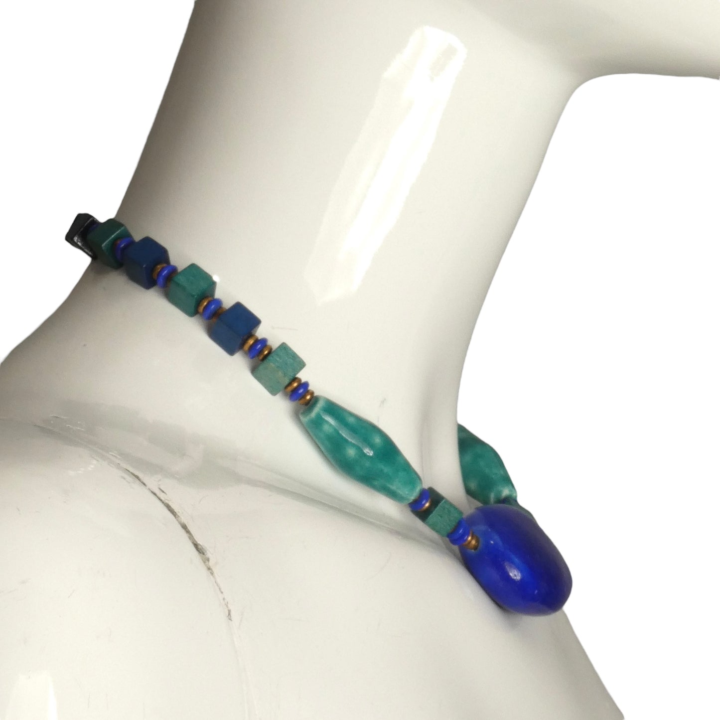 MIRIAM HASKELL- 1950s Multi Color Stone & Wood Necklace