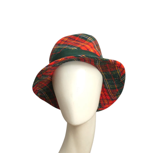 YVES SAINT LAURENT- 1970s Wool Plaid Fedora