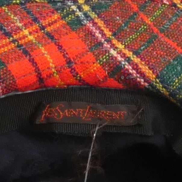 YVES SAINT LAURENT- 1970s Wool Plaid Fedora