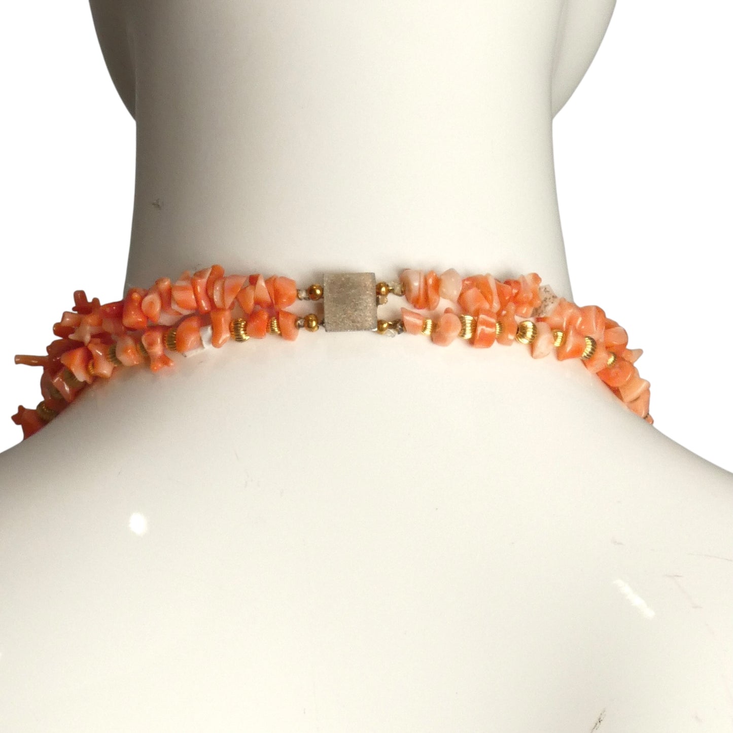 MARY MCFADDEN- 1980s Coral & Gold Leaf Necklace