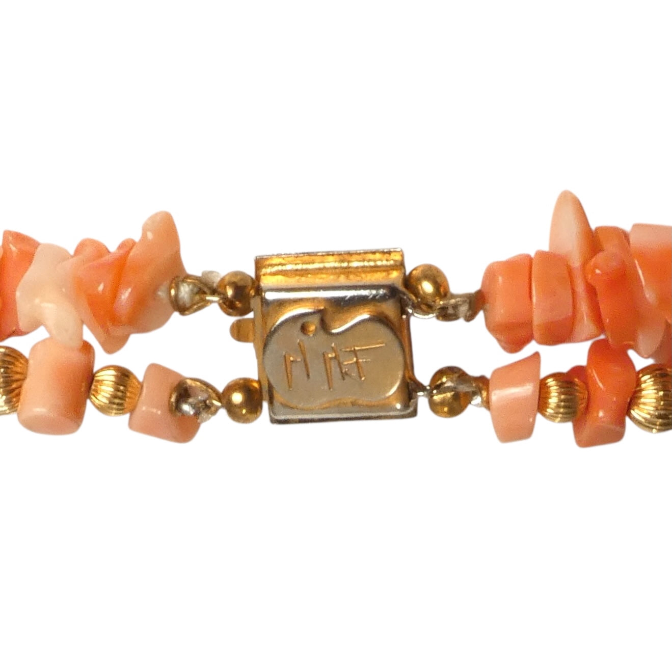 MARY MCFADDEN- 1980s Coral & Gold Leaf Necklace