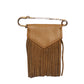YVES SAINT LAURENT- 1970s Tan Leather & Suede Fringe Skirt Pin
