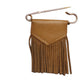 YVES SAINT LAURENT- 1970s Tan Leather & Suede Fringe Skirt Pin