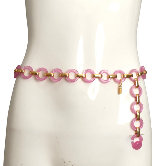 YVES SAINT LAURENT- c.1968 Pink Lucite Chain Belt