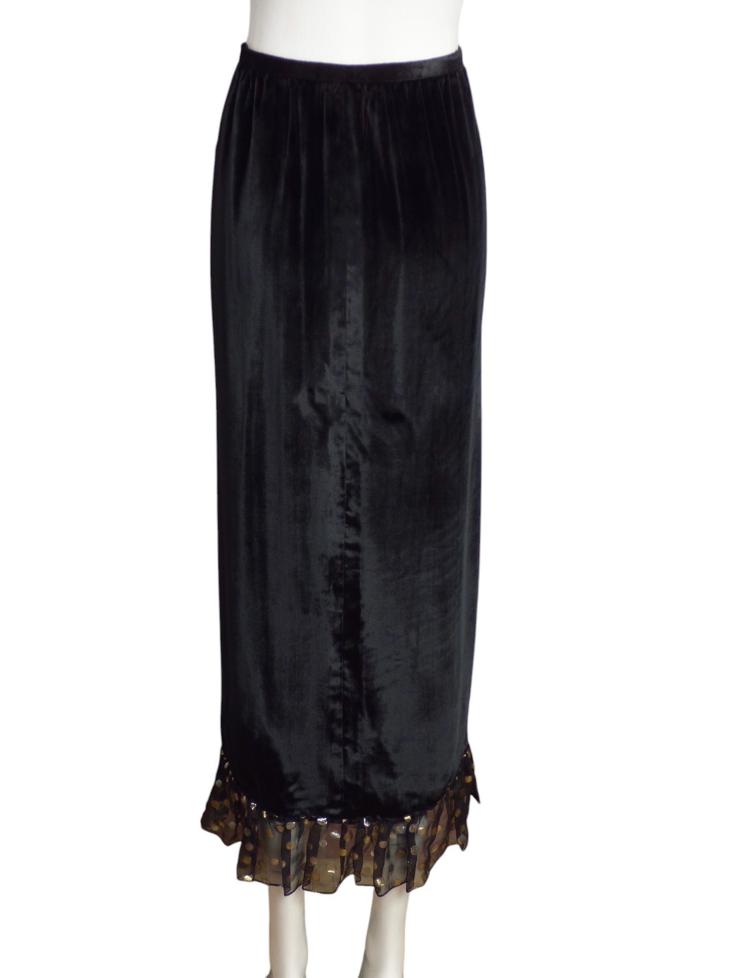 YVES SAINT LAURENT- 1970s Velvet & Chiffon Wrap Skirt, Size 10