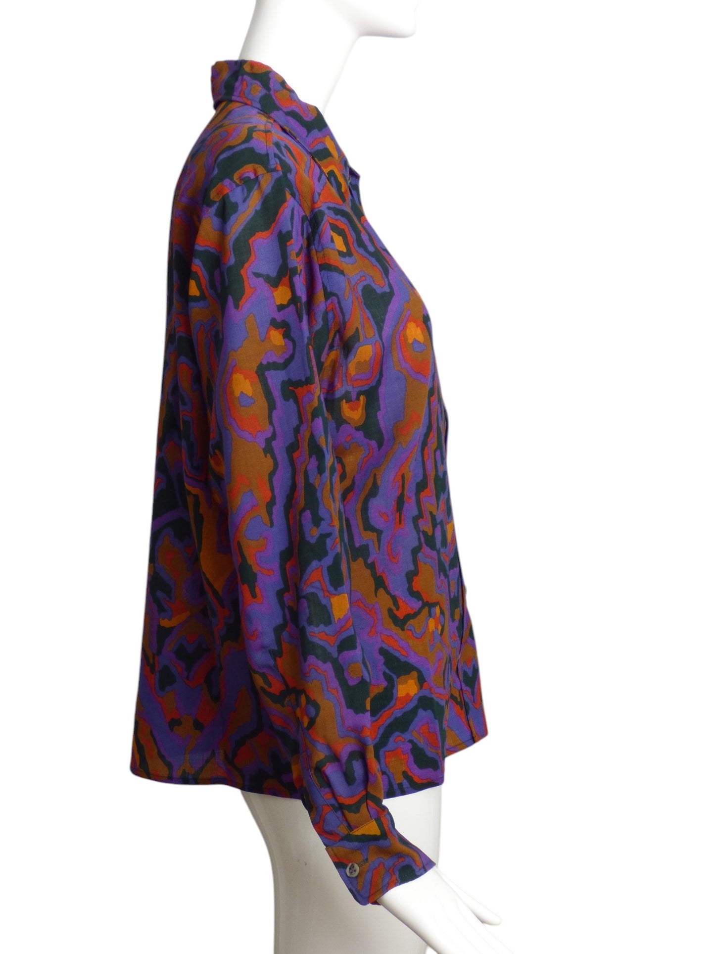 Yves Saint Laurent- 1970s Multi Color Wool Blouse, Size 8