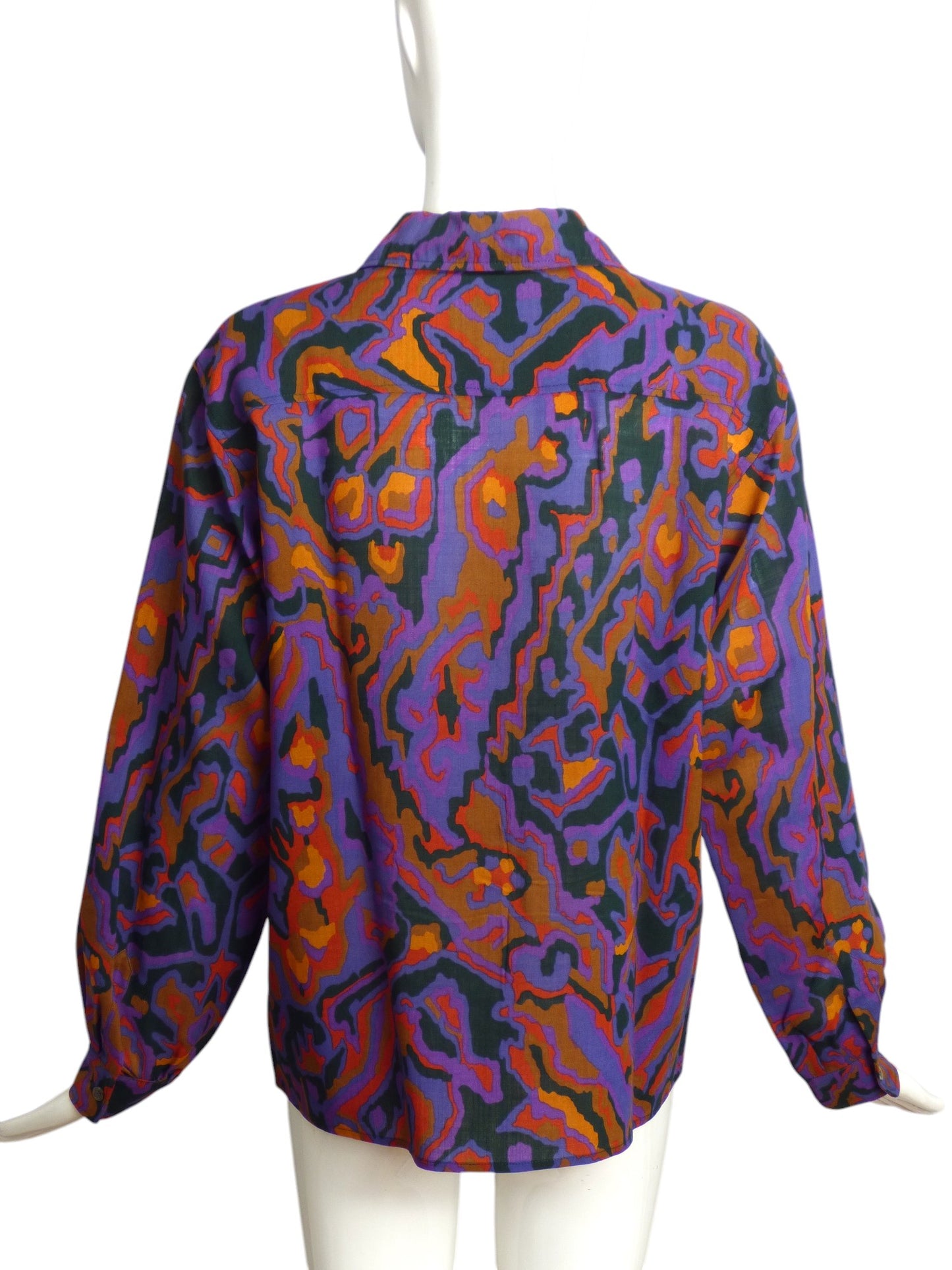 Yves Saint Laurent- 1970s Multi Color Wool Blouse, Size 8