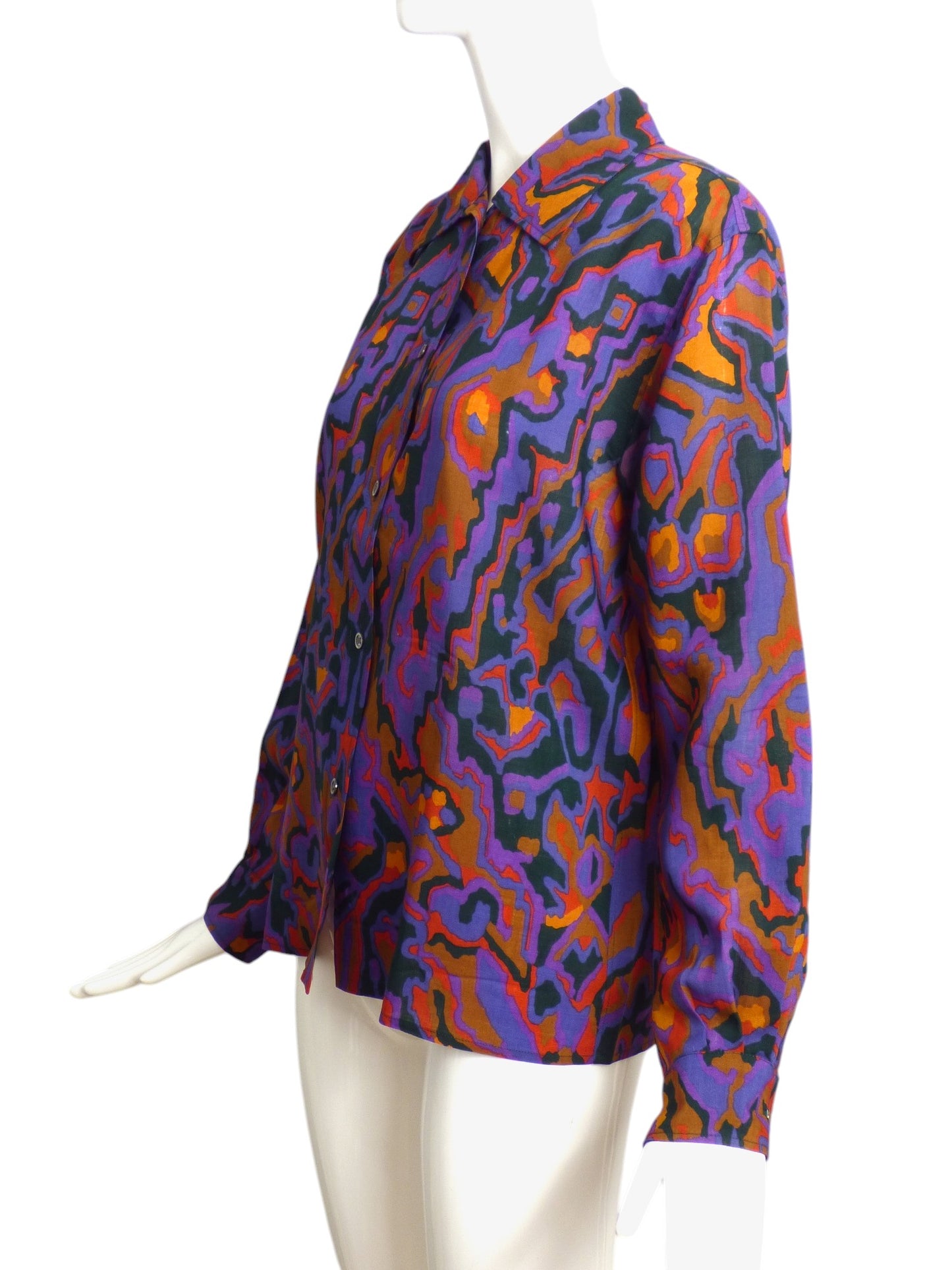 Yves Saint Laurent- 1970s Multi Color Wool Blouse, Size 8