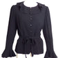 Yves Saint Laurent- 1970s Black Crepe Ruffle Blouse, Size 8