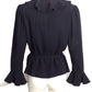 Yves Saint Laurent- 1970s Black Crepe Ruffle Blouse, Size 8