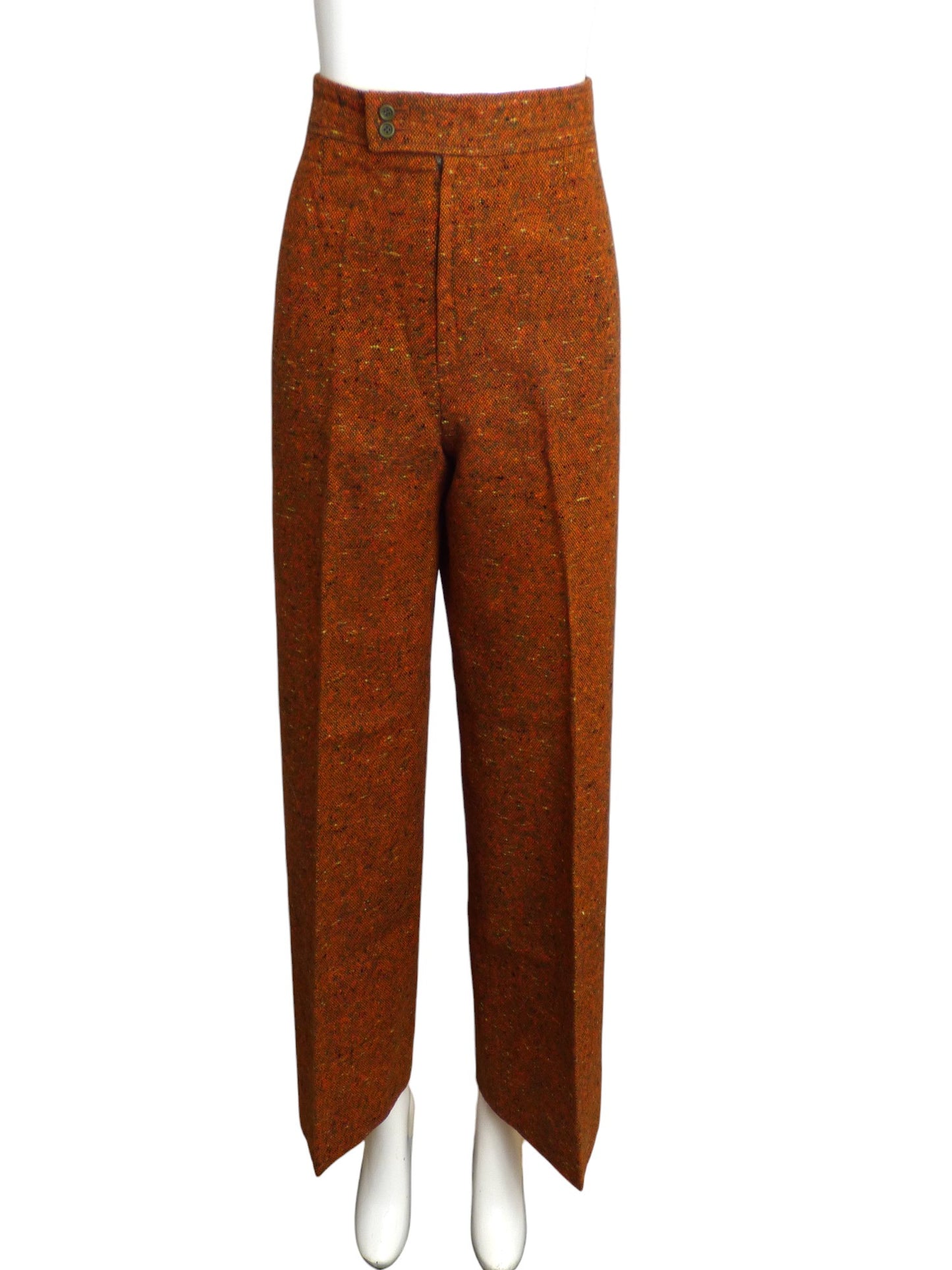 YVES SAINT LAURENT- 1970s 3pc Orange Tweed Skirt/Pant Suit, Size 12