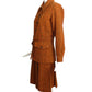 YVES SAINT LAURENT- 1970s 3pc Orange Tweed Skirt/Pant Suit, Size 12