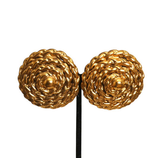 YVES SAINT LAURENT- 1990s Gold Coil Button Earrings