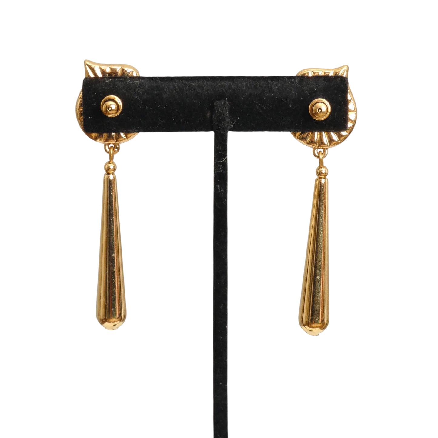 YVES SAINT LAURENT-1990s Black Enamel & Gold Teardrop Earrings