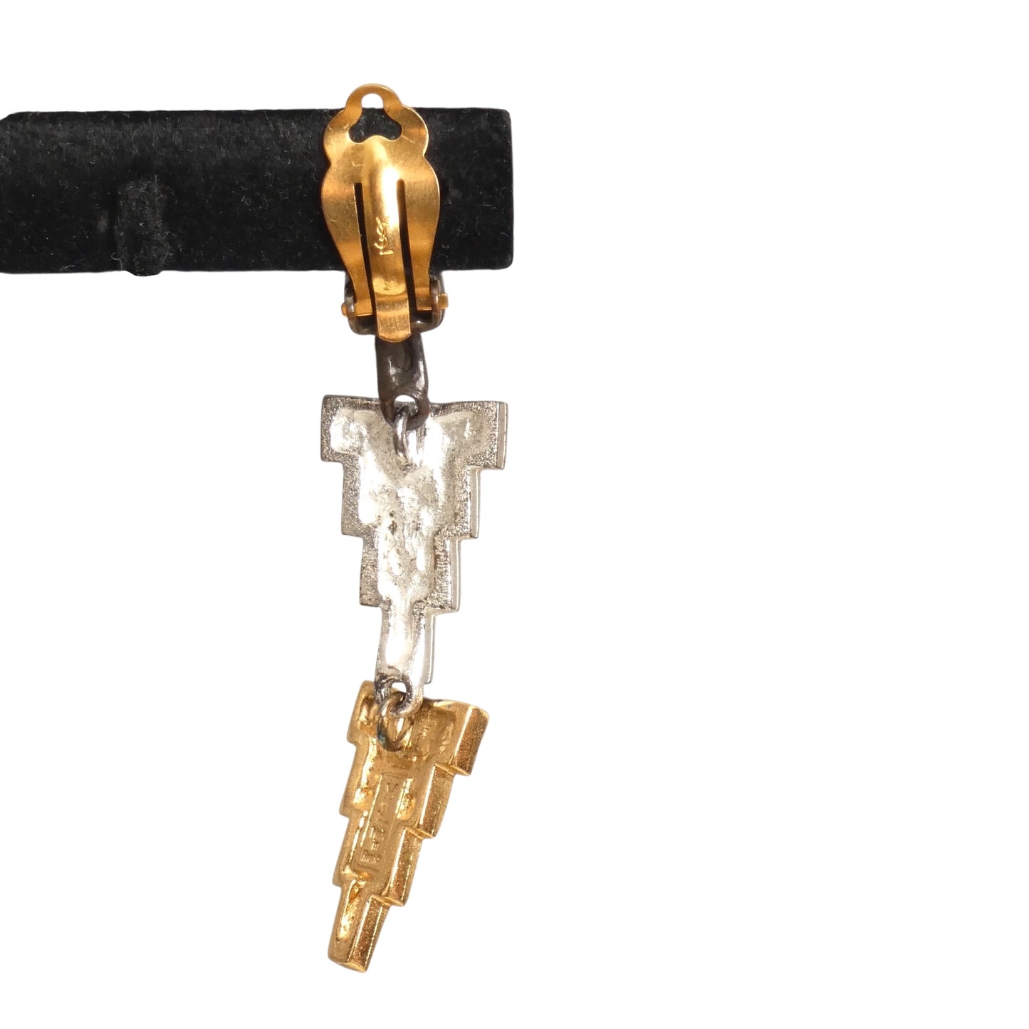 YVES SAINT LAURENT- 1980s Sculptural Metal Drop Earrings